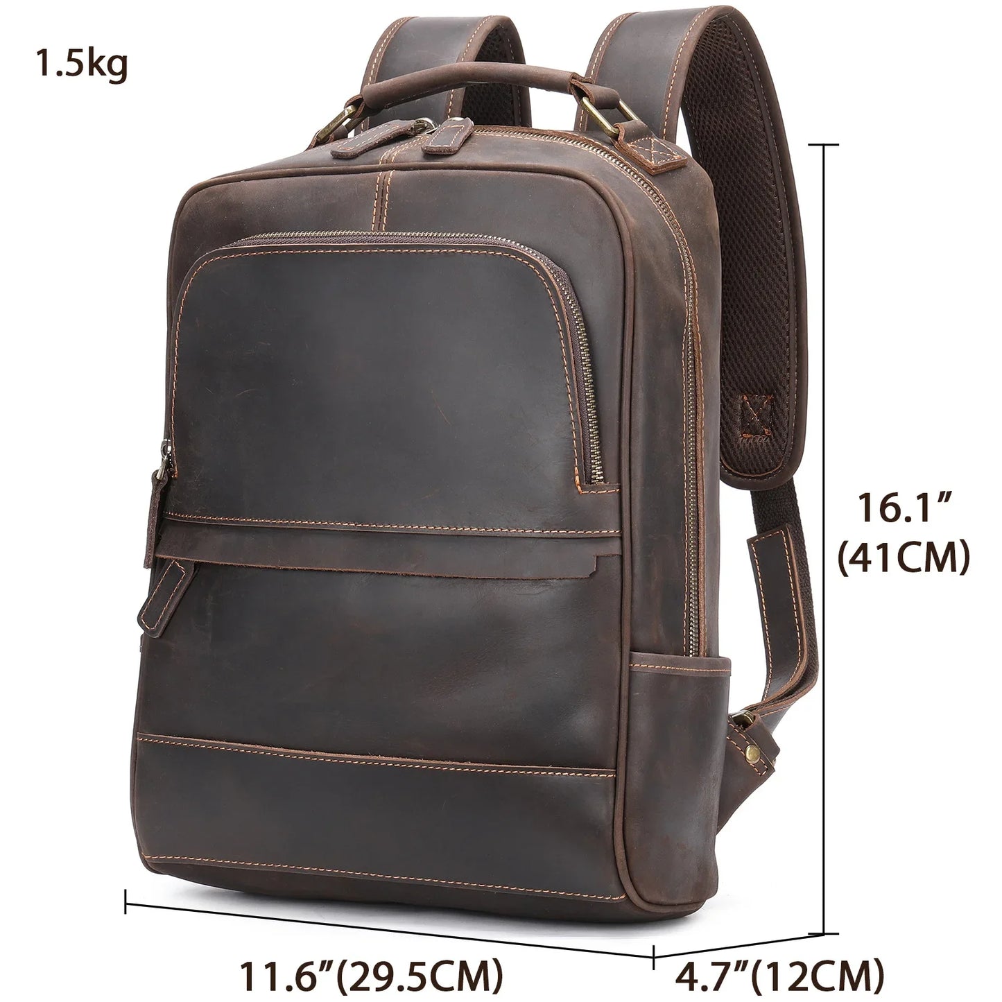 Fashionable Travel Men's Backpack Wild Horse Leather Double Shoulder Bag Simple Design Business Computer Bag Wholesale