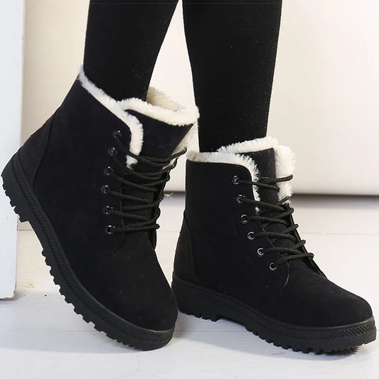 Manufacturer   Women's Winter Boots Low Heels Women Boots With Fur Warm Winter Shoes Women Snow Boots Ankle Botas Mujer Winter Footwear Female   boots
