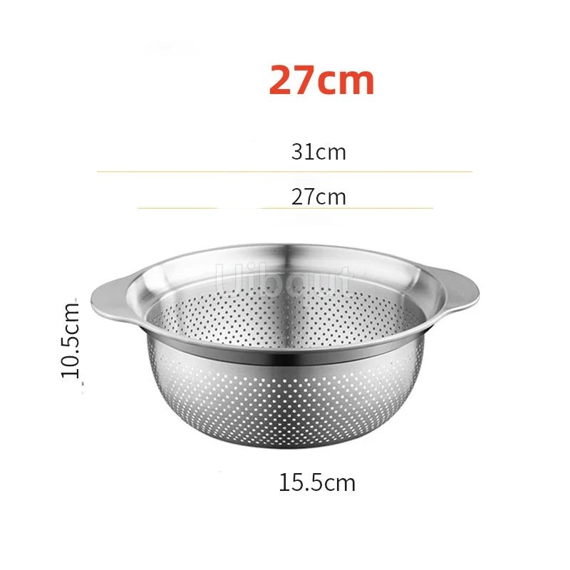Manufacturer   Vegetable washing basin Basket rice washing artifact Fruit filter basin Strainer Kitchen items 304 stainless steel drain basket   kitchen gadgets