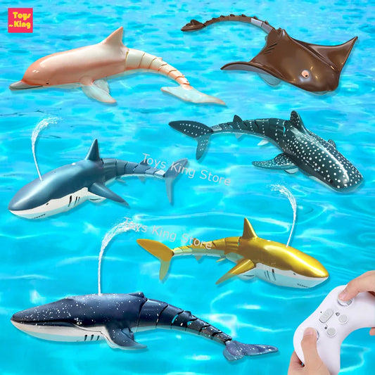 RC Shark Spray Water Electric Whale Kids Toy Remote Control Dolphin Animal Bath Tub Pool Simulation Submarine Fish Game