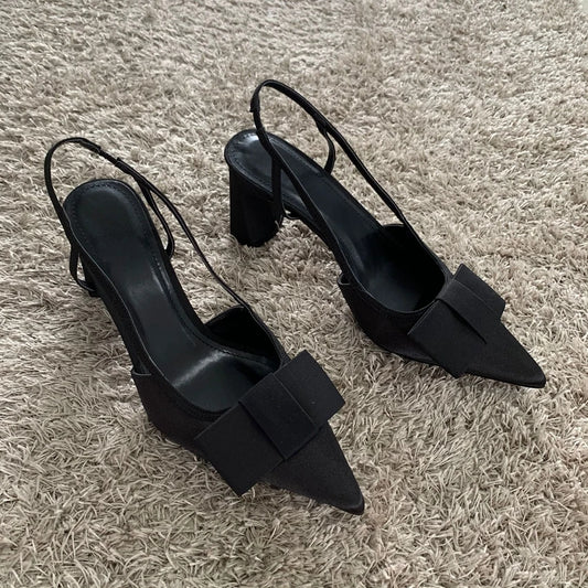 Manufacturer   Butterfly-knot Design Heeled Sandals Women Fashion Elegant Dress Shoes Female Pointed Toe Pumps Women Slingback High Heels   Pumps