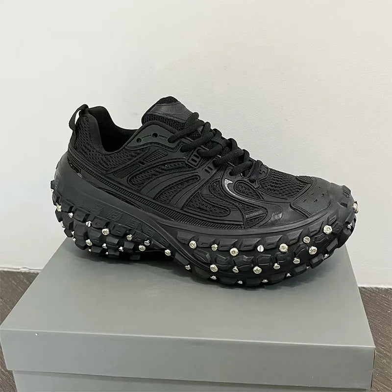 Manufacturer   Fashion Brand Men's Or Women's Thick-soled Sports Shoes  Spring New Rivet Design Couple Sports Shoes Breathable Casual Shoes    Sneakers