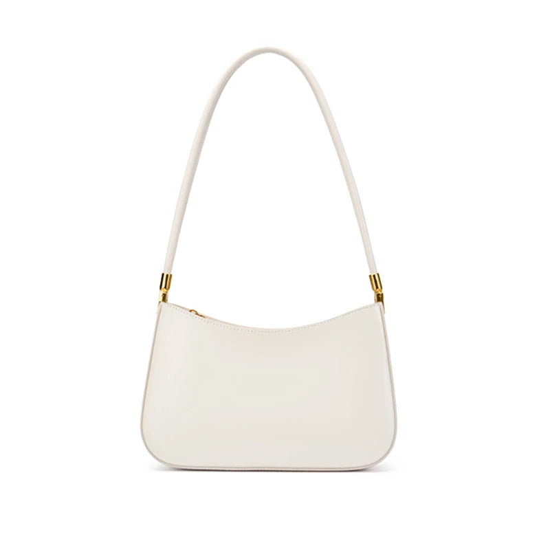 Toptrends Cowhide Genuine Leather Underarm Shoulder Bags For Women  Luxury Designer Long Handle Smooth Tote Ladies Handbags