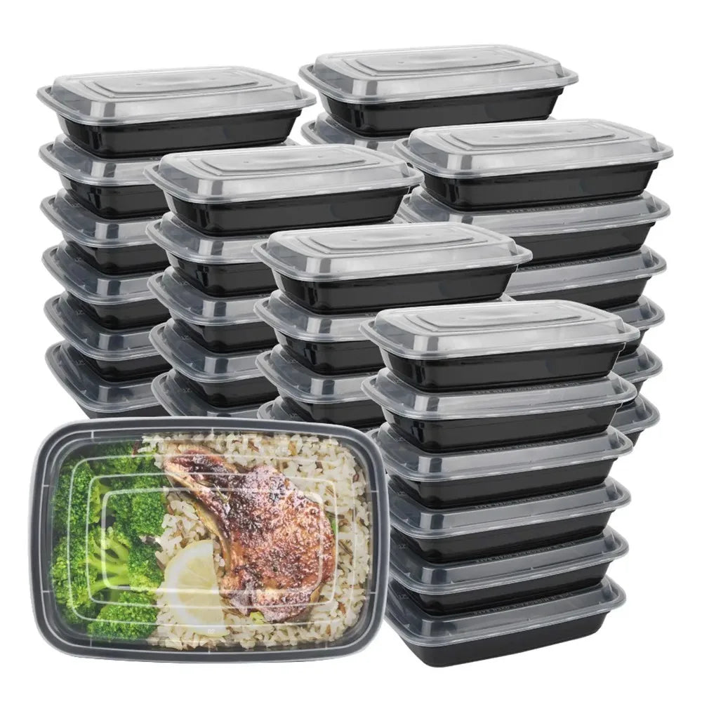 manufacturer  10PCS Plastic Disposable Food Containers Black Take out Containers With Lid for Salads Sandwiches Kitchen Fridge Storage Boxes   Kitchen gadgets