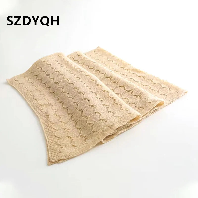 New Arrival Autumn Winter 100% Pure Cashmere Knitted Women Scarf Solid Color Poncho Warm Fashion Capes Lady High Quality Scarves