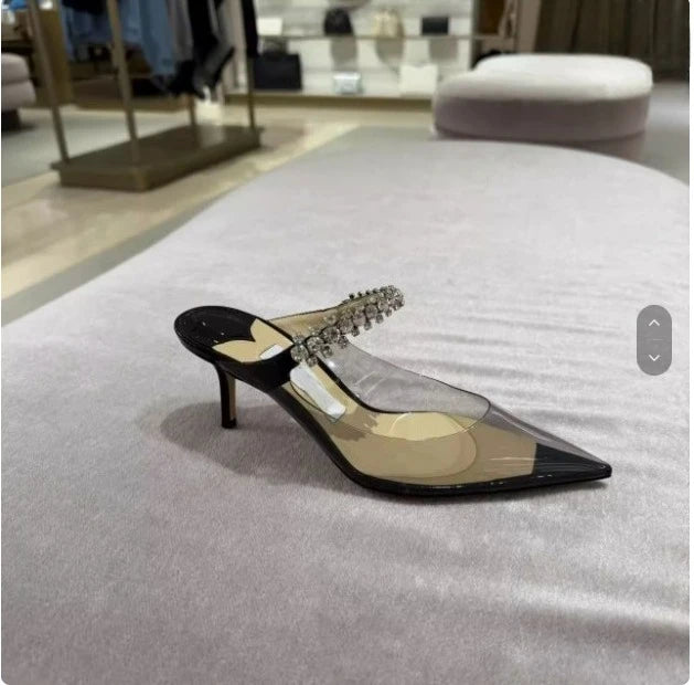 Manufacturer   European and American Spring and Autumn New Women High Heel Shoes High Quality Diamond Decoration Muller Shoes   Pumps