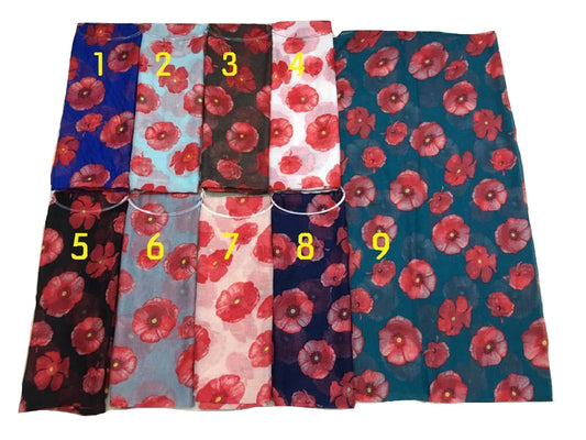 New Fashion Poppy Print Scarves Shawls Women Beach Flower Print Foulard Wrap Accessories Hijab 5 Color  scarf
