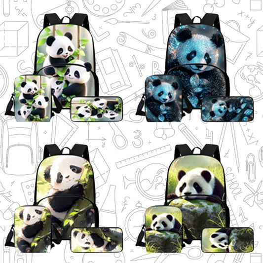 Child School Backpack with Front Pocket,Shoulder Bags,Pencil Bags for Aged 5-10,Cartoon panda School Bags for Boys Girls