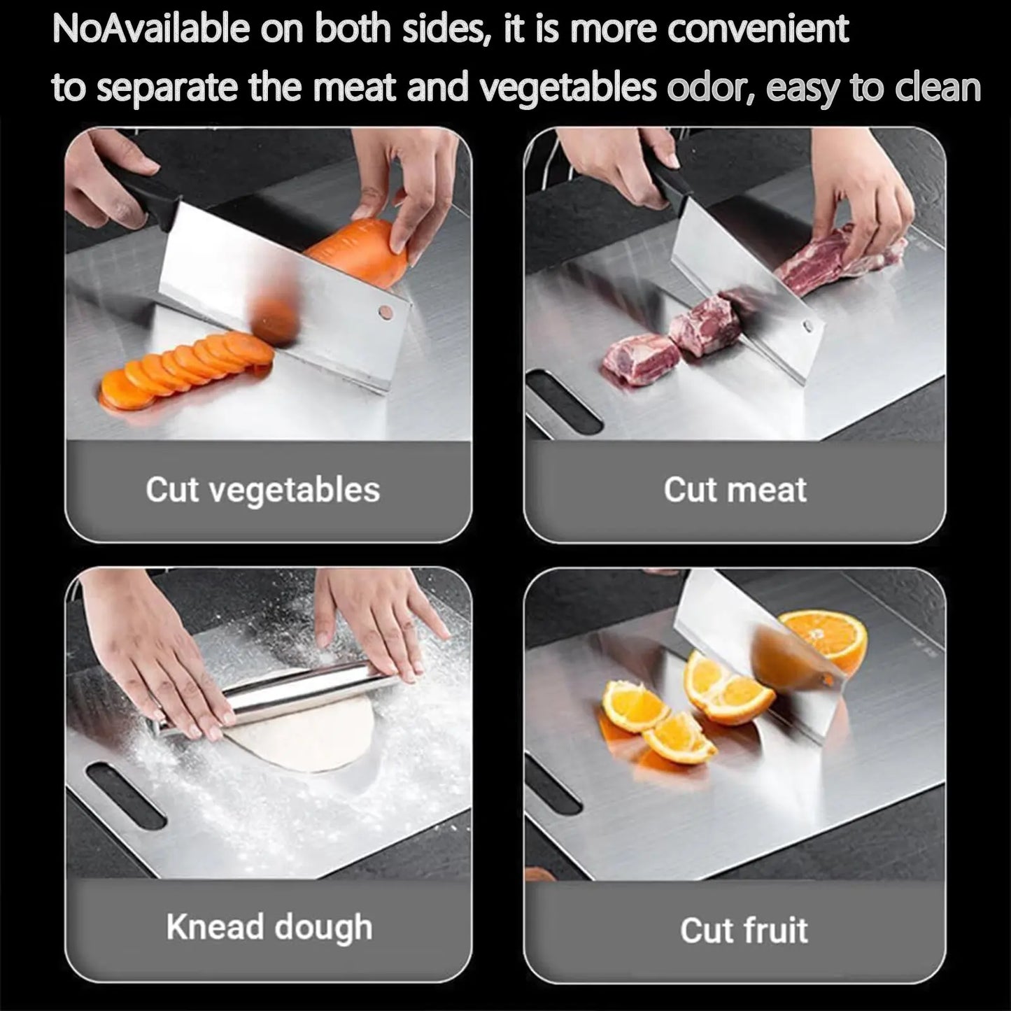 Manufacturer      New Stainless steel cutting board, heavy-duty double-sided cutting board, suitable for meat, vegetables, fruits, durable     Kitchen gadgets