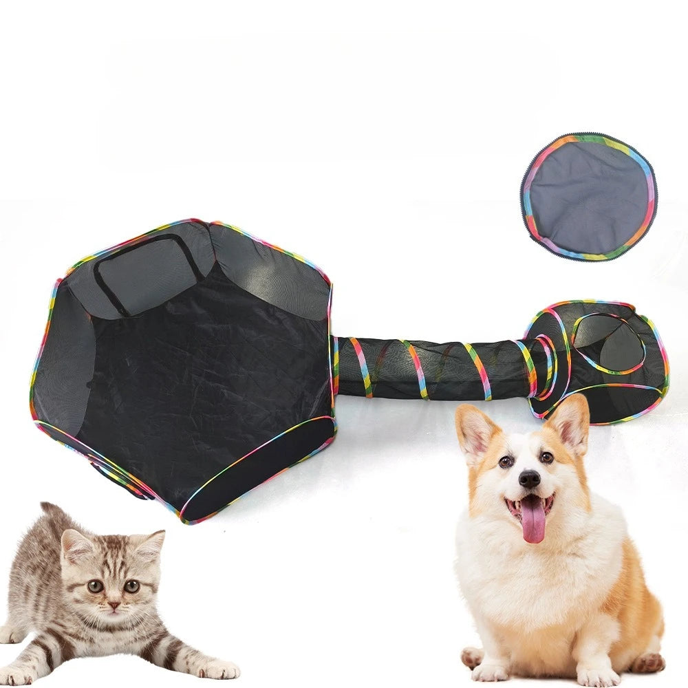 Outdoor Mesh Cat Tunnel Safe Breathable Comfortable Foldable Summer Cat Tent Toy Pet Channel Can Be Freely Combined  cat toy、dog toy