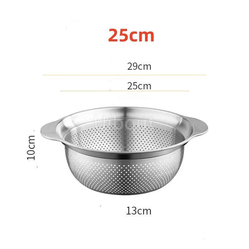 Manufacturer   Vegetable washing basin Basket rice washing artifact Fruit filter basin Strainer Kitchen items 304 stainless steel drain basket   kitchen gadgets