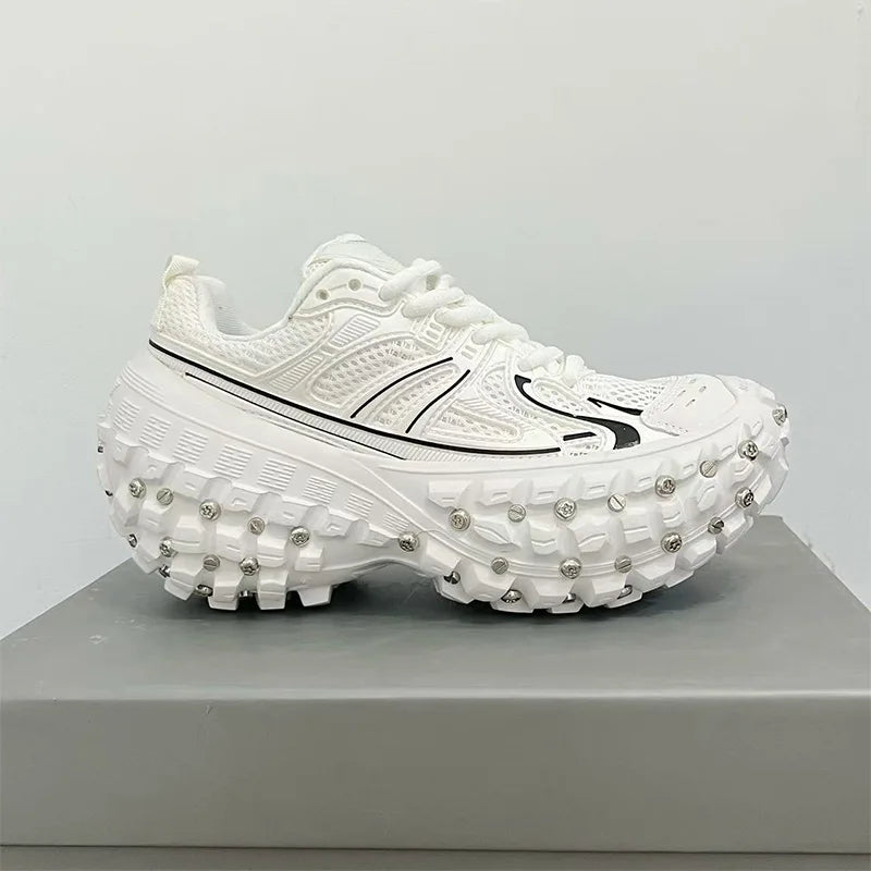 Manufacturer   Fashion Brand Men's Or Women's Thick-soled Sports Shoes  Spring New Rivet Design Couple Sports Shoes Breathable Casual Shoes    Sneakers