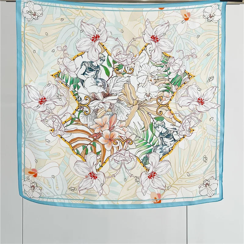 100% Natural Silk Scarf for Women Print Bufanda Mujer Real Silk Headscarf 65x65cm Bandanas Silk Scarves Square Neckscarf Wraps