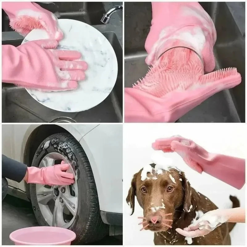 manufacturer  Dishwashing Cleaning Gloves Magic Silicone Rubber Dish Washing Gloves for Household Sponge Scrubber Kitchen Cleaning Tools   Kitchen gadgets
