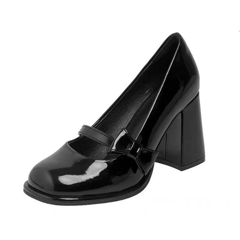 Manufacturer   New pink pointed-toe high-heeled shoes Women's  spring sweet and fashionable bow-shaped open-toe thick-soled Mary Jane shoes   Pumps