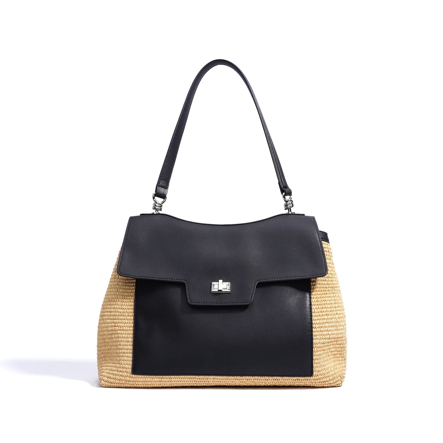 Summer Women's Raffia Woven Tote Bag Split Leather Crossbody Straw Messenger Bag Grass Weaving Shoulder Bag for Ladies New