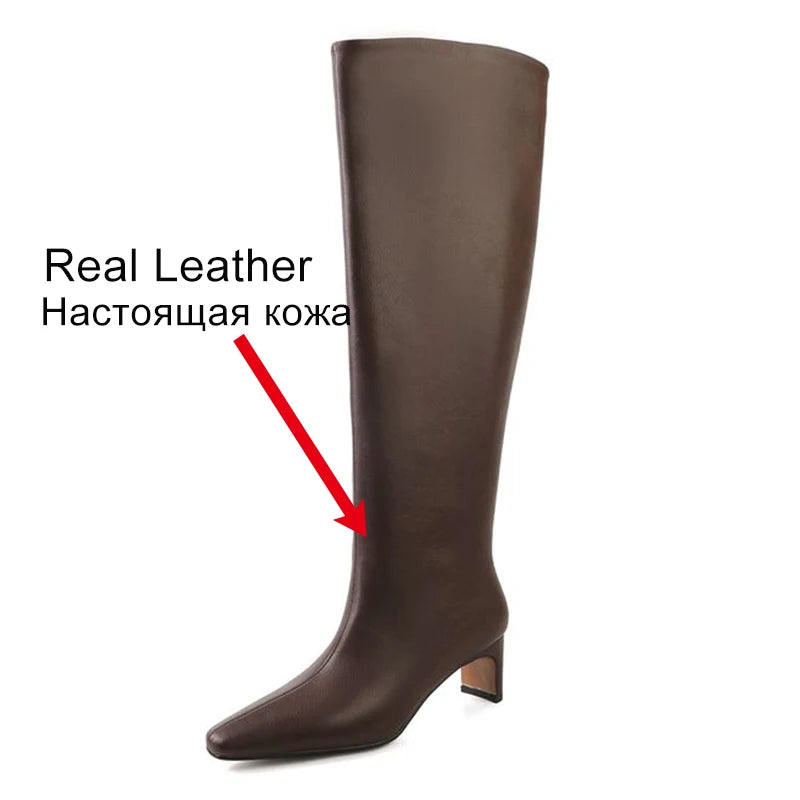 Manufacturer   JOZHAMTA Size 34-43 Women Real Leather Long Boots Fashion High Heels Shoes For Winter Boots Office Lady Daily Dress Shoes   boots