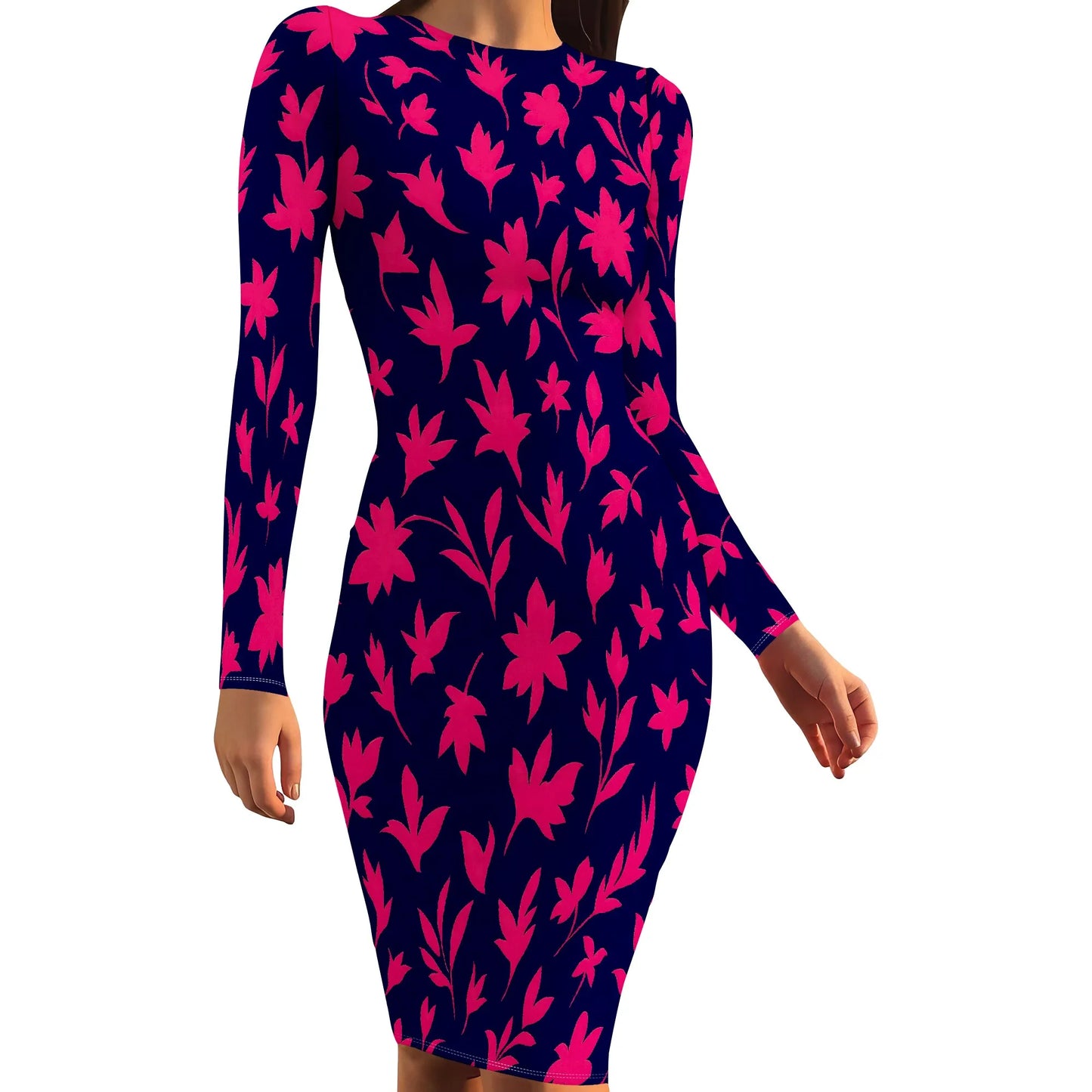 Womens Autumn Dresses Long Sleeve Basic Pencil Smocked Elastic Waist Casual A-Line Sexy Bodycon Mini Dress