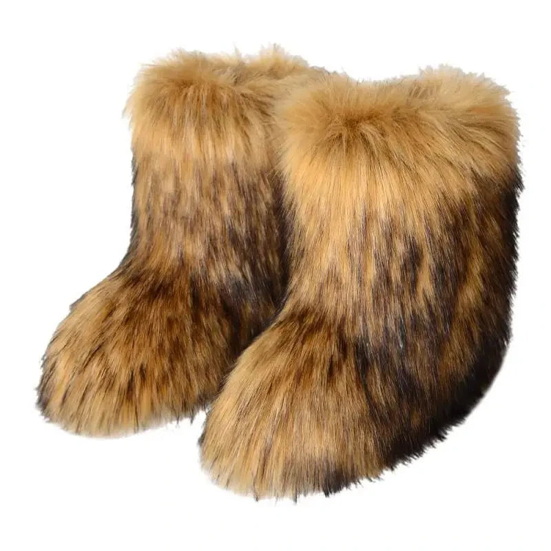 Manufacturer   Winter Shoe Women's Winter Fluffy Faux Fox Fur Boots Woman Plush Warm Snow Boots Luxury Footwear Girls' Furry Fur Bottes Fashion   boots