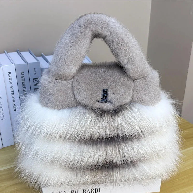 Pure Imported Mink  Y2K Fashion Desgner Crossbody Bag Luxury Handbag ling Women's Bag Real Fur Sod Bag Mink Bag Mobile