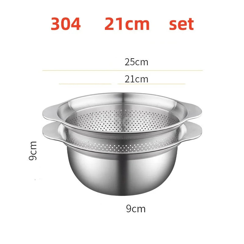 Manufacturer   Vegetable washing basin Basket rice washing artifact Fruit filter basin Strainer Kitchen items 304 stainless steel drain basket   kitchen gadgets