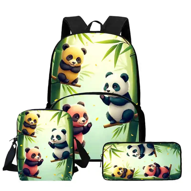 Child School Backpack with Front Pocket,Shoulder Bags,Pencil Bags for Aged 5-10,Cartoon panda School Bags for Boys Girls