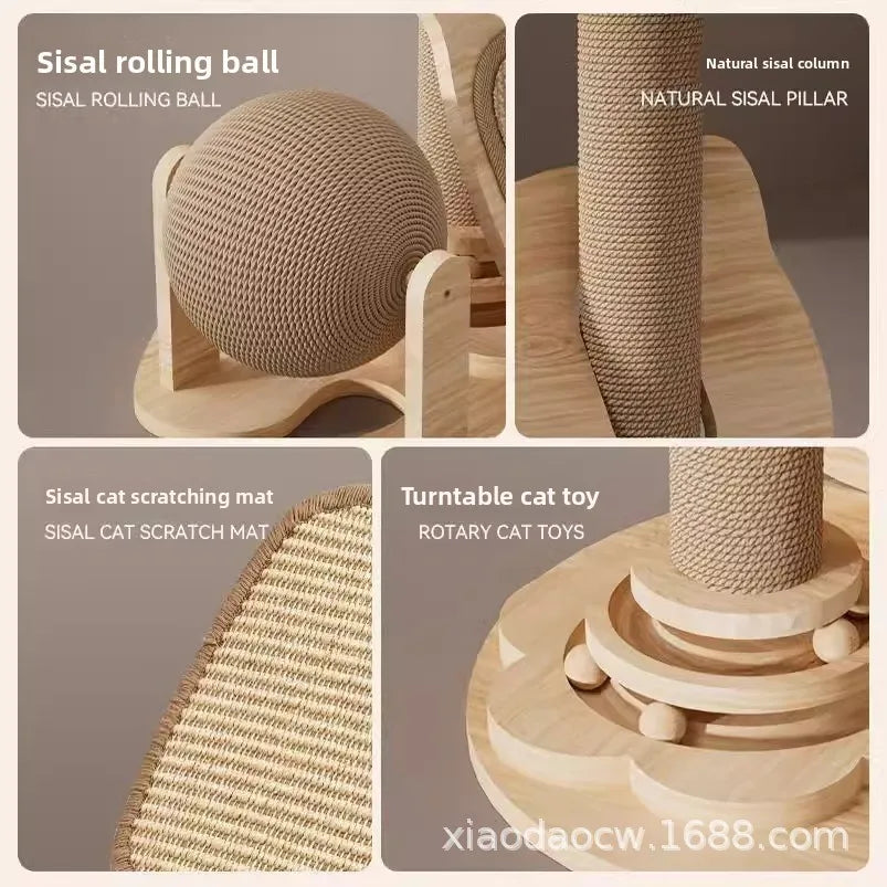 Sisal cat scratch-board, cat climbing frame, cat bed integrated, wear-resistant, small household hemp ball turntable toy  cat toy