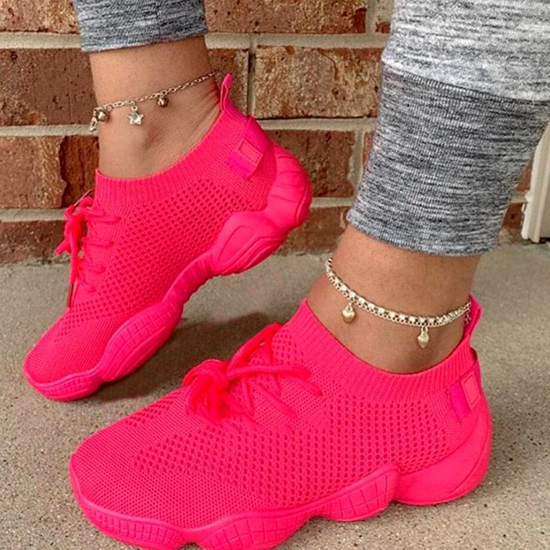 Manufacturer   Women's Sneakers New Fashion Breathable Trainers Comfortable Sneakers Women Mesh Fabric Lace Up Female Footwear Women Shoes    Sneakers