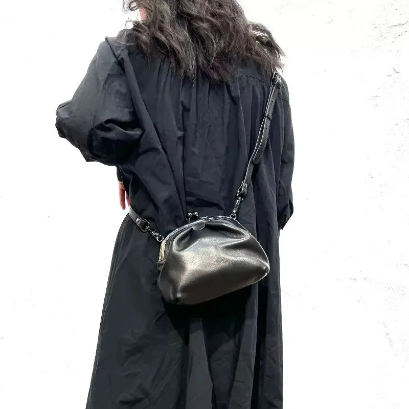 Genuine Leather Crossbody Bags For Women  New High Quality Black Soft Cowhide Clip Shoulder Bag Exquisite Luxury Female Bag