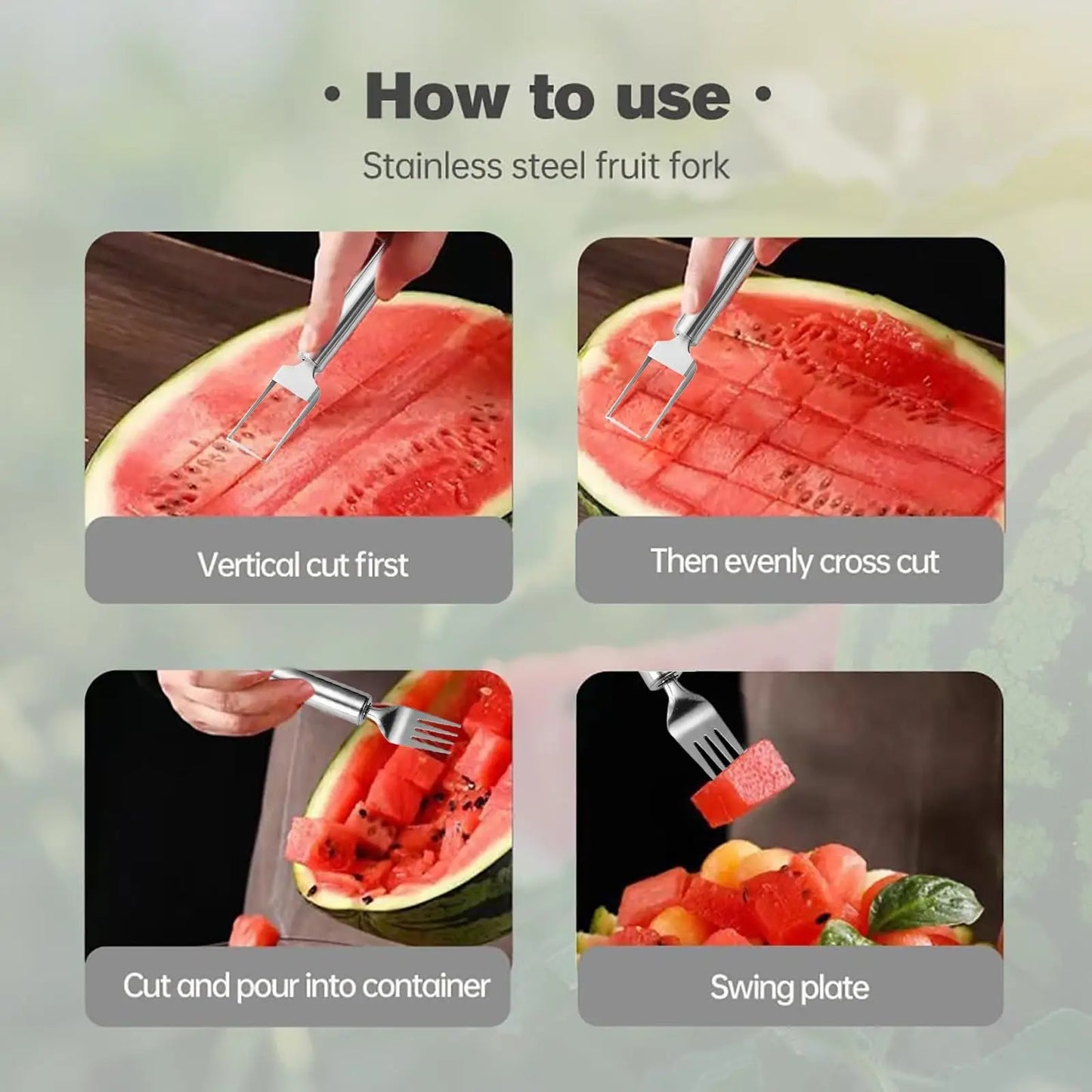 Manufacturer      Newest Watermelon Slicer Tool Stainless Steel Fruit Cutter Dual Head Watermelon Fork Melon Cutter Kitchen Gadgets     Kitchen gadgets