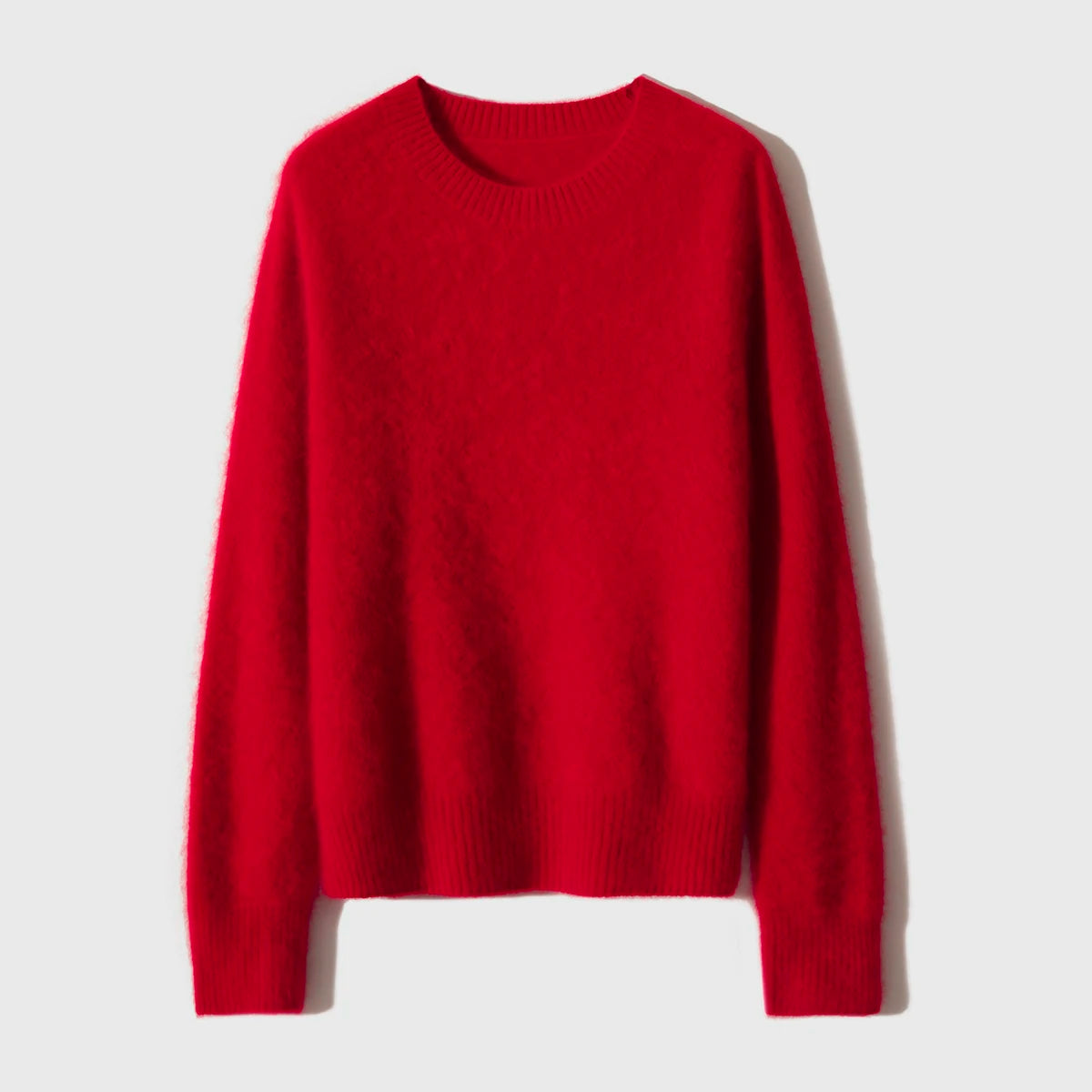 Birdtree-Brushed Heavy Pullover For Women, 100%Goat Cashmere, O-Neck, Seamless Loose Sweater, Fall Winter Warm Outwears T49008QM
