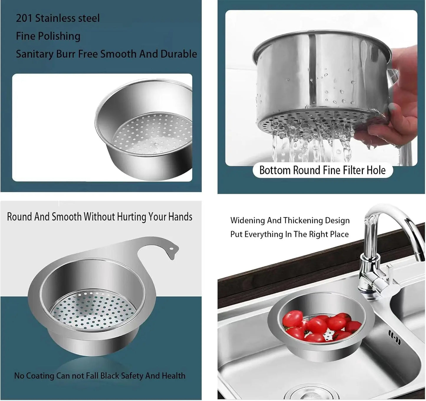 Manufacturer    Swan Stainless Steel Sink Strainer Basket,   New Durable Drain Basket for Kitchen Sinks, Swan Faucet Hanging Filter Basket     Kitchen gadgets