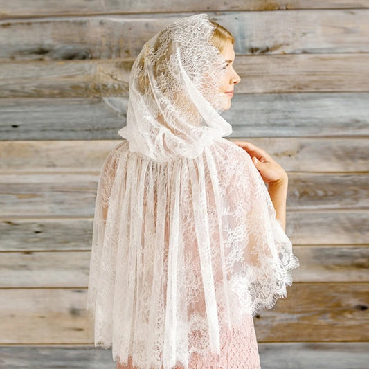 Woman Lace Trim Sheer Shawl for Wedding Church Summer Travel Body Cool Breathable Shawl with Hoodie Hot Weather Supplies  SCARF
