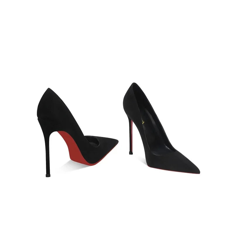 Manufacturer   Red Bottom High Heels Women's Thin Heel Summer New Sexy Black Patent Leather Soft Bottom Pointed Toe Single Shoes   Pumps