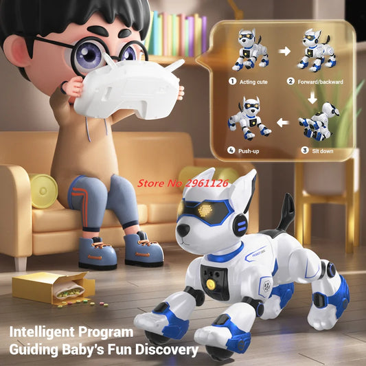 Smart Programming Stunt Dog Intelligent Remote Control Robot Dogs Toys 2.4G RC Stunt Dog Sensing Sing& Dancing RC Dog Toy Gift