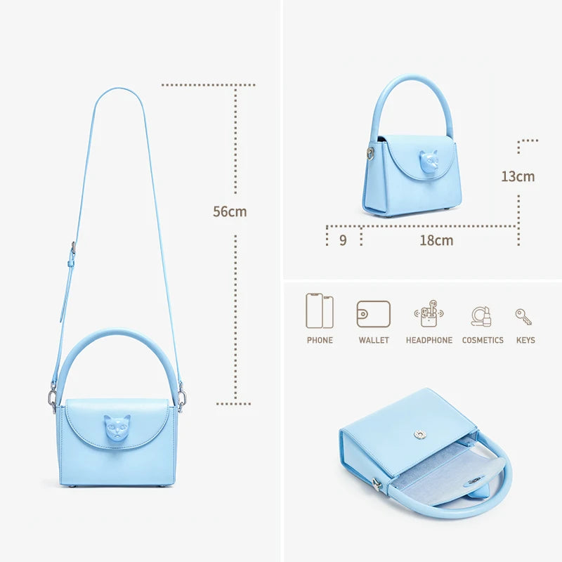 ORIGINAL BAFELLI BAG WOMEN‘S  NEW SMALL LEATHER HANDBAGS LUXURY FASHION BRAND CROSSBODY CAT PURSE DESIGNER STYLE