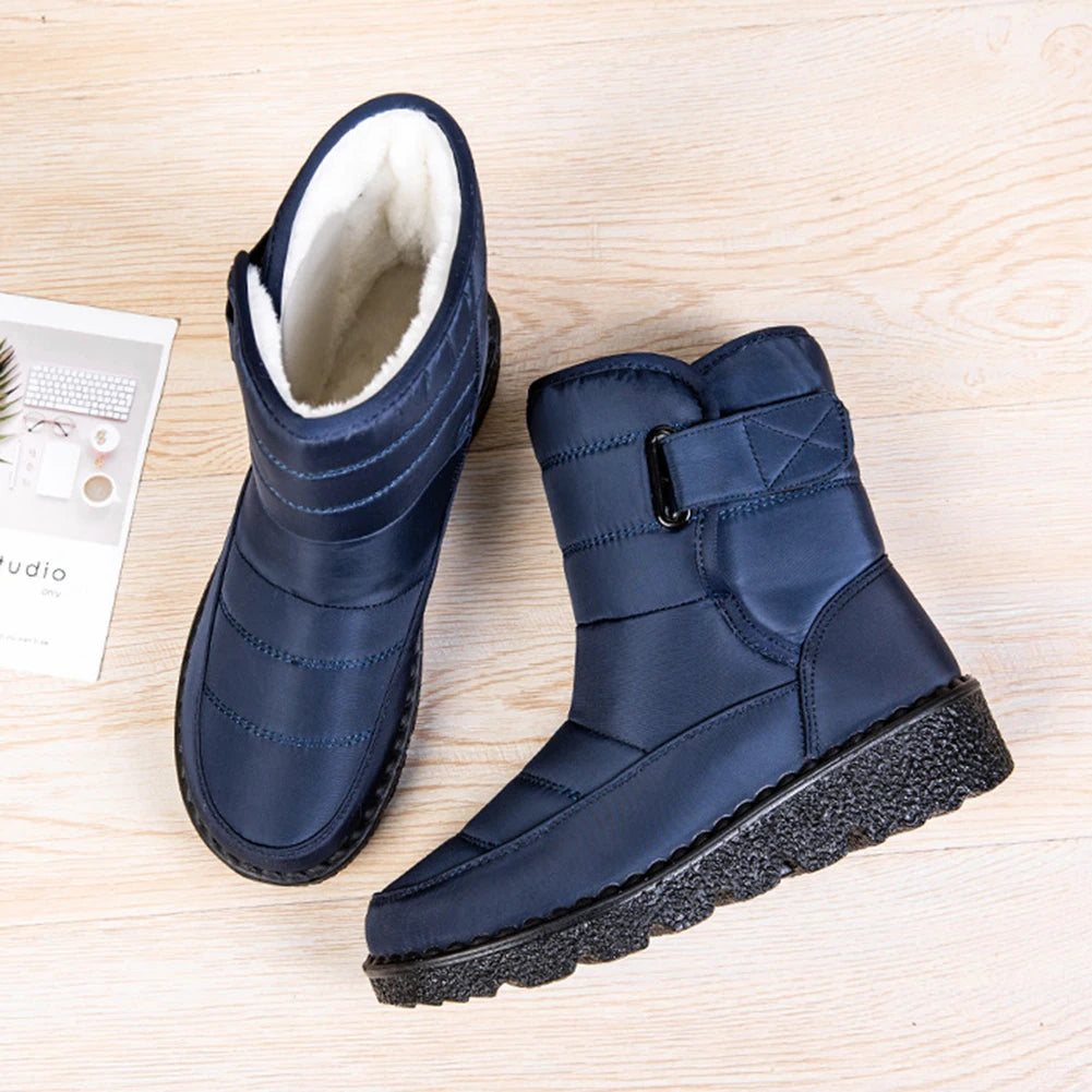 Manufacturer   Women Warm Plush Fur Boots Waterproof Ladies Winter Snow Boots with Hook&Loop Plush Lined Gifts for Mother Friends   boots