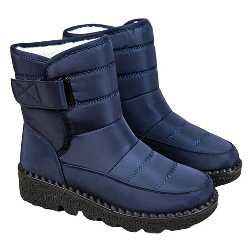 Manufacturer   Women Warm Plush Fur Boots Waterproof Ladies Winter Snow Boots with Hook&Loop Plush Lined Gifts for Mother Friends   boots