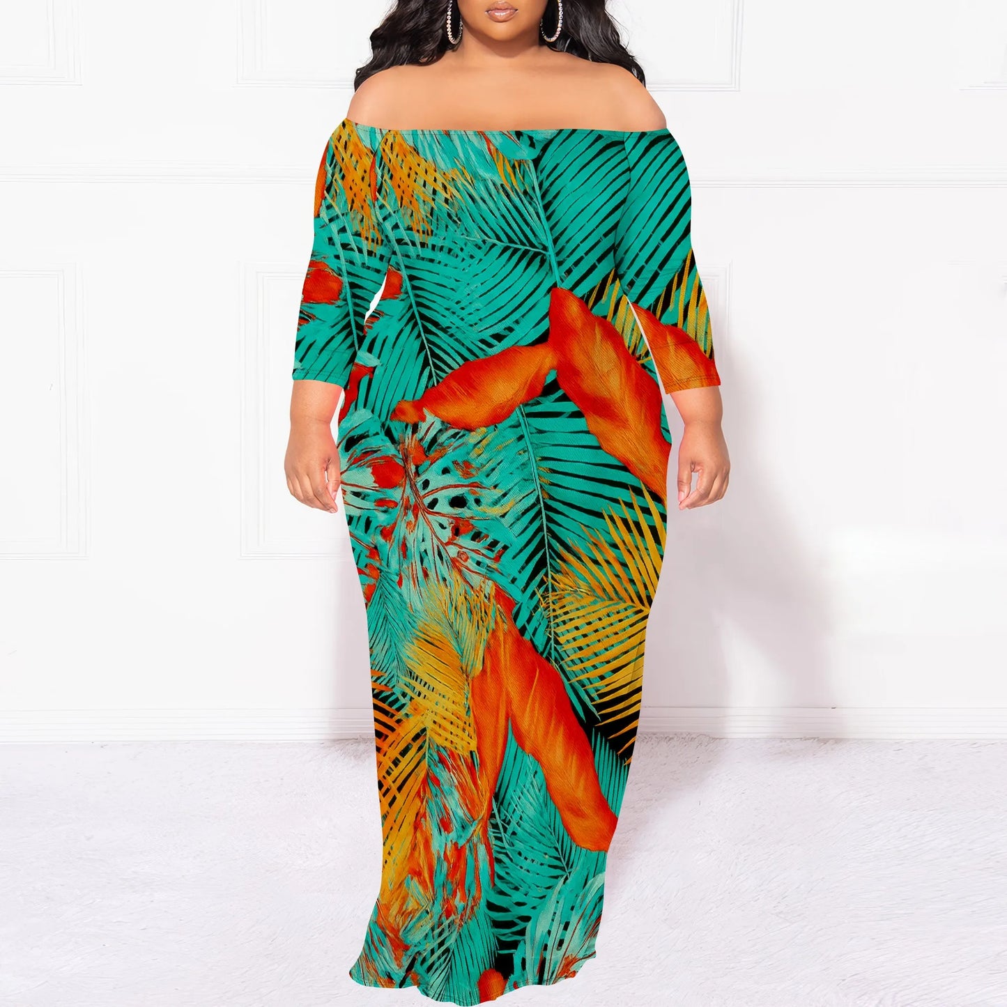 Maxi Dress for Women V Neck Casual 3/4 Sleeve Wrap Sexy Long Dresses Floral with Belt