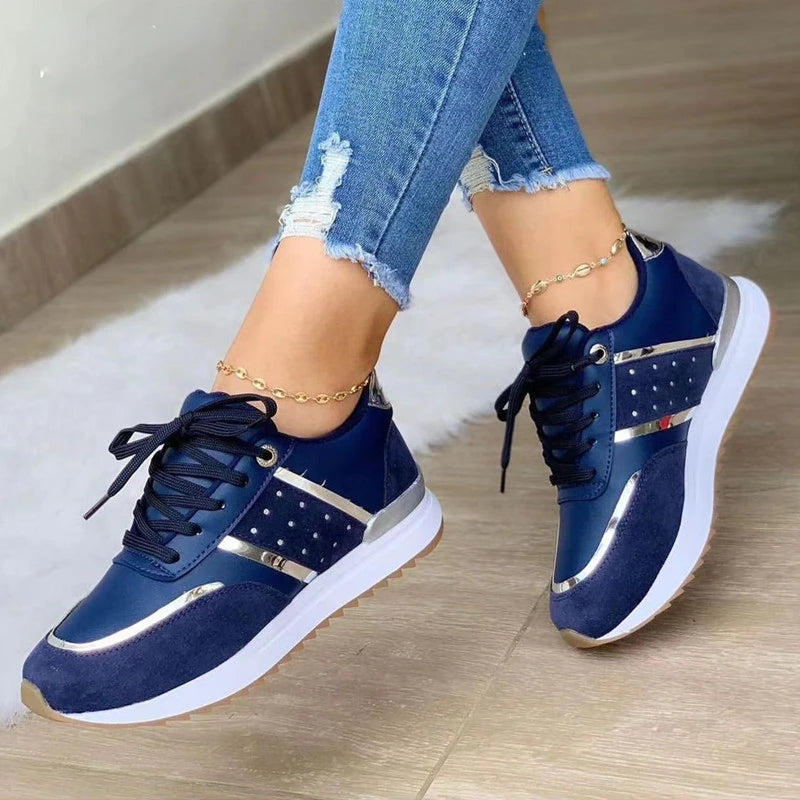 Manufacturer   New Women Sneakers Platform Shoes Leather Patchwork Casual Sport Shoes Ladies Outdoor Running Vulcanized Shoes Zapatillas Mujer    Sneakers