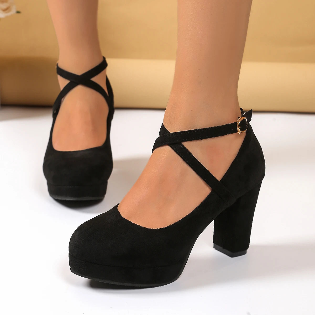 Manufacturer   Women High Heels Mary Jane Shoes Strap Black Party Wedding Office Shoes Female Elegant Luxury Big Size Pumps Zapatos De Mujer   Pumps