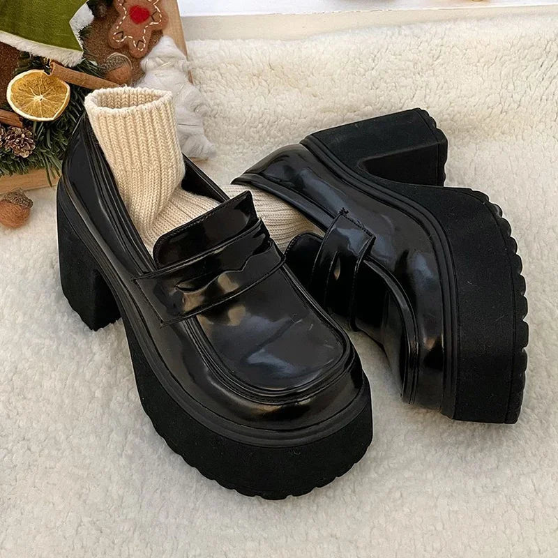 Manufacturer   Retro Le Fu Shoes New Thick Soled High Heels Daily Luxury Women's Solid Color Temperament Mary Jane with Follow-up Shoes   Pumps