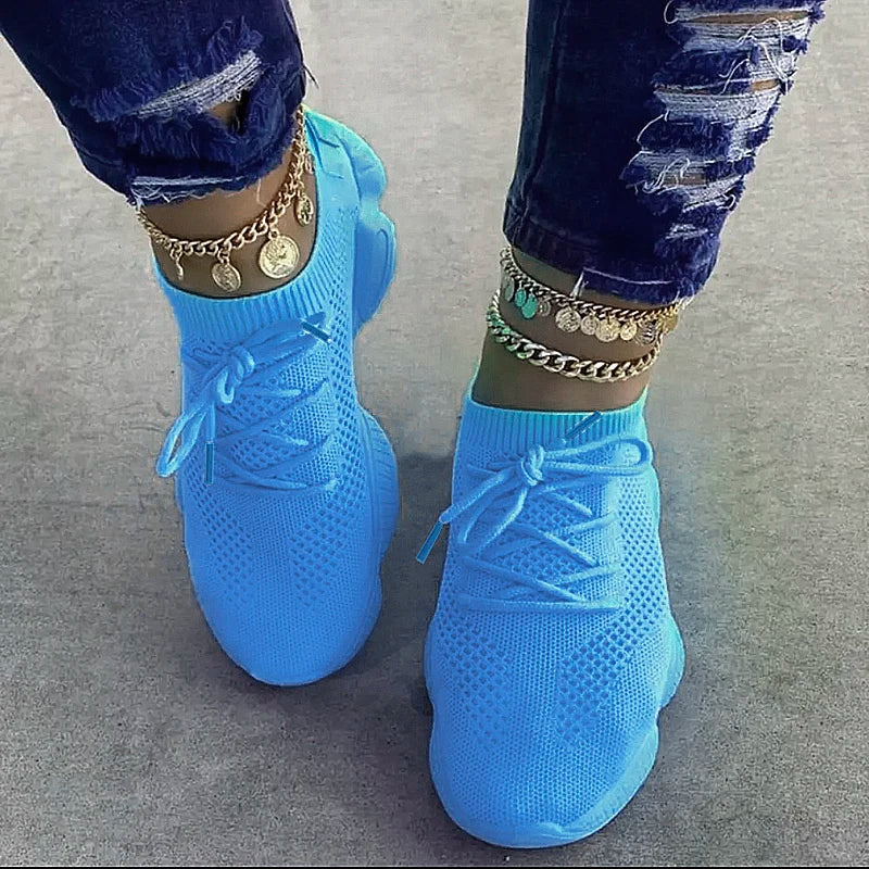 Manufacturer   Women's Sneakers New Fashion Breathable Trainers Comfortable Sneakers Women Mesh Fabric Lace Up Female Footwear Women Shoes    Sneakers