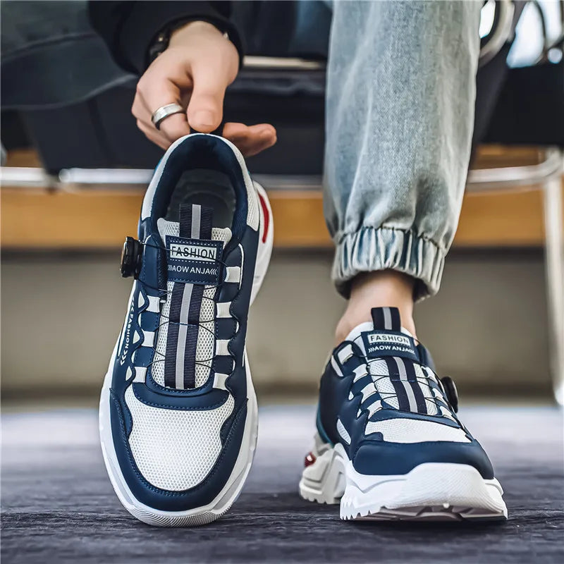 Manufacturer   Men's Korean rotating buckle fashion casual sports shoes four season soft soled non slip outdoor running shoes student sneakers    Sneakers