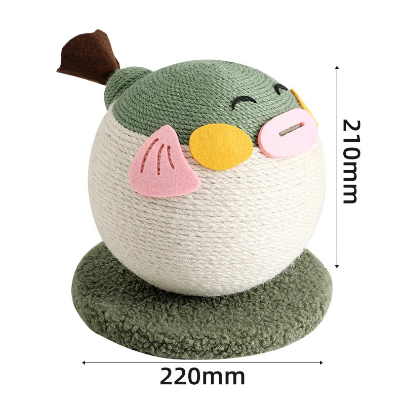 Pufferfish Scratching Ball Cat Toy – Self-Play Textured Surface with Grippy Fibers Solo Entertainment Pet Interactive  Cat toy