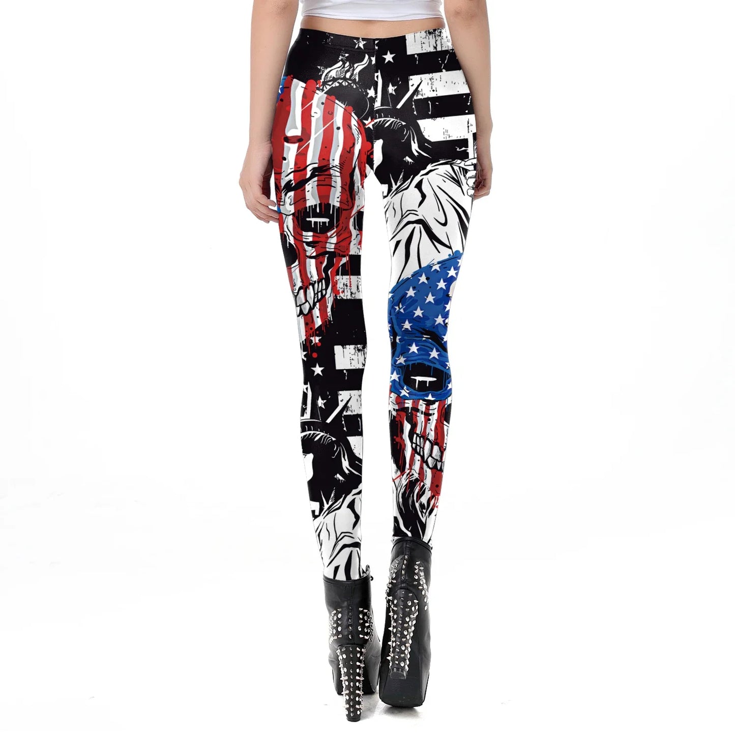 New Trend Women Legging High Waist Tights Sexy Pant Fitness Legins American US Flag Skull 3D Print Female Legging