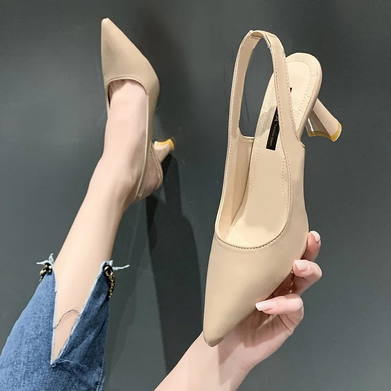 Manufacturer   Summer Fashion New Breathable Pointed Toe Stiletto Heel PU Comfortable and Elegant Women's Shoes Shallow Mouth Sexy Sandals   Pumps
