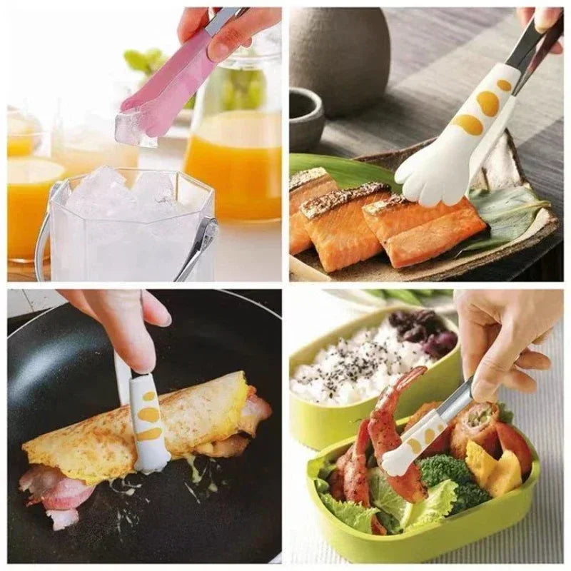 Manufacturer    Cat Paw Shape Food Tongs Cute Cartoon Meal Tongs Stainless Steel Barbecue Tongs Sandwich Baking Clip Kitchen Gadgets New       Kitchen gadgets