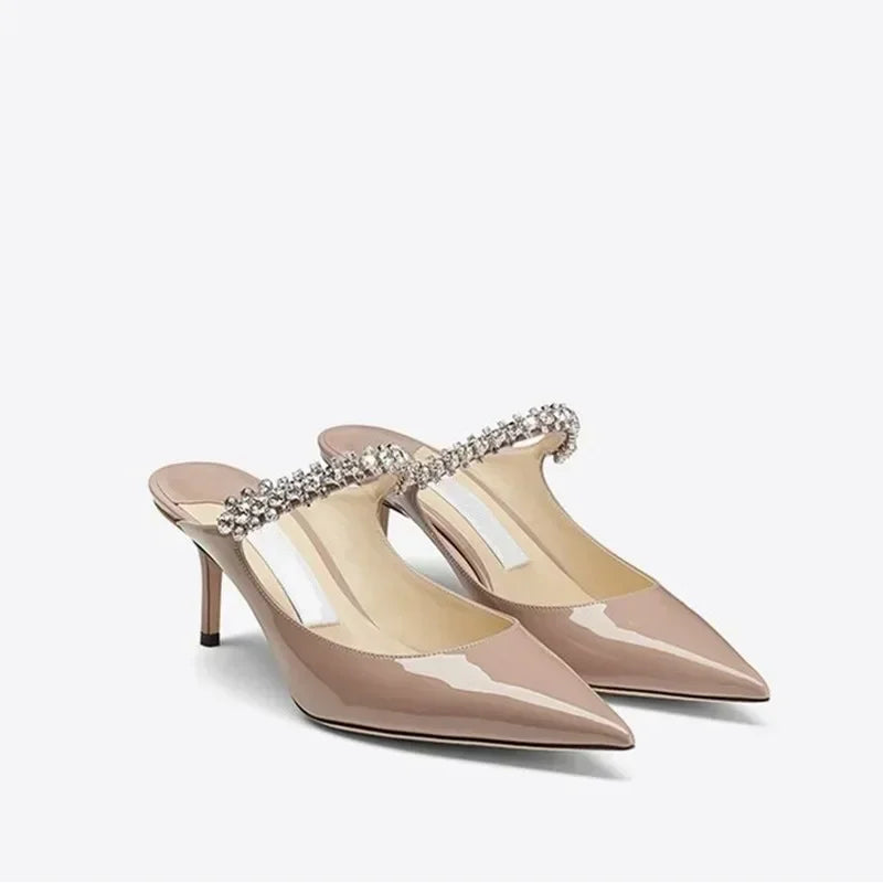 Manufacturer   European and American Spring and Autumn New Women High Heel Shoes High Quality Diamond Decoration Muller Shoes   Pumps