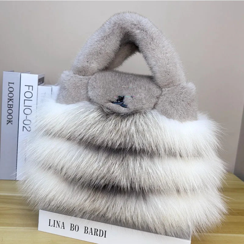 Pure Imported Mink  Y2K Fashion Desgner Crossbody Bag Luxury Handbag ling Women's Bag Real Fur Sod Bag Mink Bag Mobile